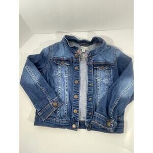 Garnet Hill Kids Jean Jacket with Embroidered Flowers Size Large